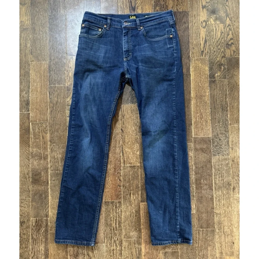 Lee Classic Fit Straight Leg Jeans Mens 32x30 Blue Excellent‎ Mid Rise Stretch